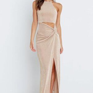 Gold Halter Cut-out Scarlette Maxi Dress - Petal & Pup
